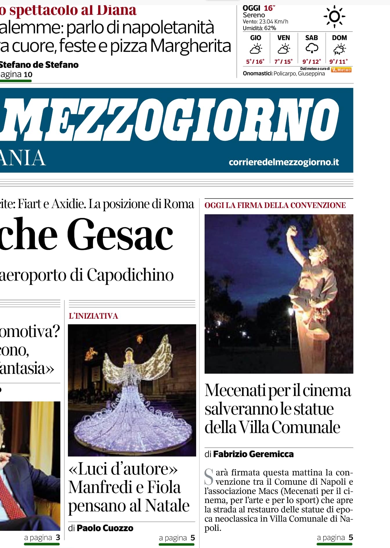 Restauro delle statue della Villa Comunale di Napoli: progetto e direzione lavori del Prof. Carmine Gambardella